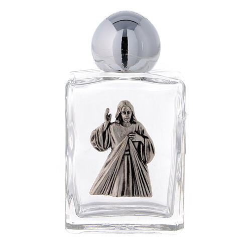 Square holy water bottle with Divine Mercy image 35 ml, in glass (50 pcs PACK) 1