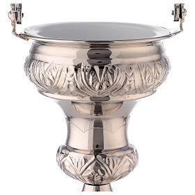 Holy water pot and sprinkler, nickel-plated brass, 30 cm