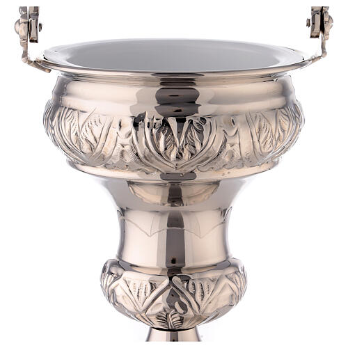 Holy water pot and sprinkler, nickel-plated brass, 30 cm 2