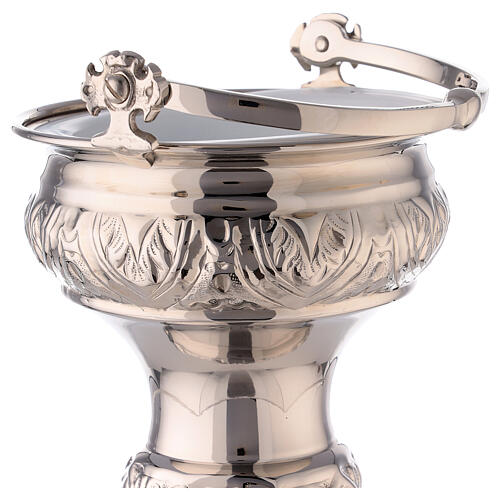 Holy water pot and sprinkler, nickel-plated brass, 30 cm 5