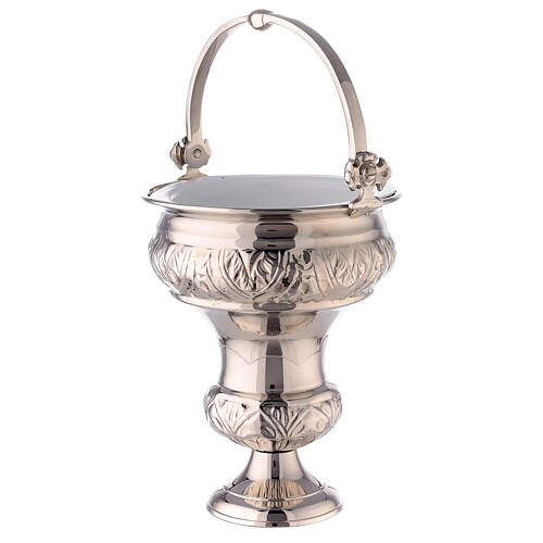 Holy water pot and sprinkler, nickel-plated brass, 30 cm 6