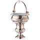 Holy water pot and sprinkler, nickel-plated brass, 30 cm s6