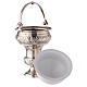 Holy water pot and sprinkler, nickel-plated brass, 30 cm s7