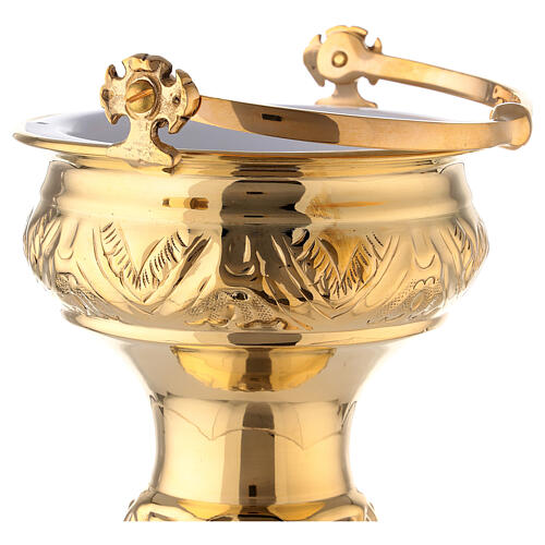 Holy water pot with sprinkler, gold plated brass, 30 cm 8