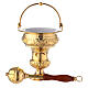 Holy water pot with sprinkler, gold plated brass, 30 cm s1
