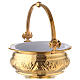 Holy water pot with sprinkler, gold plated brass, 30 cm s5