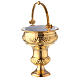 Holy water pot with sprinkler, gold plated brass, 30 cm s6