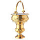 Holy water pot with sprinkler, gold plated brass, 30 cm s7