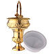 Holy water pot with sprinkler, gold plated brass, 30 cm s9