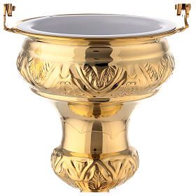 Caldeira para água benta com hissope latão dourado, altura: 30 cm