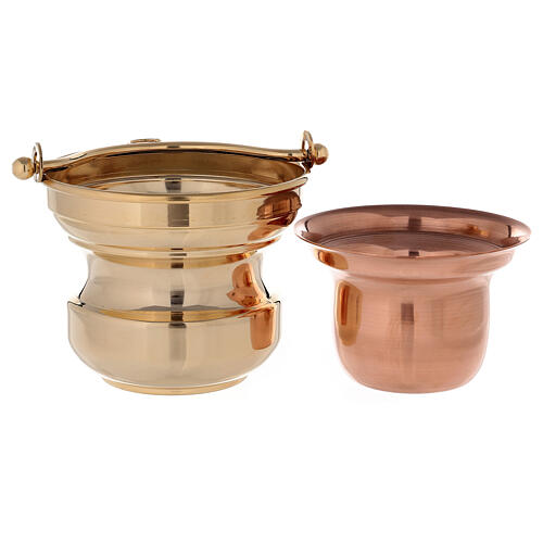 Holy water bucket in golden brass 24K 3