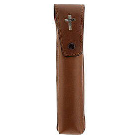 Brown leather case for aspergillum 17 cm