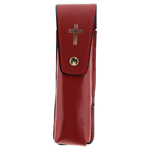 Red leather 13 cm aspergillum case 1