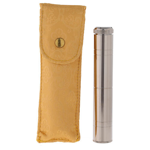 Yellow fabric case with aspergillum 18x6x3.5 cm 2