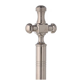 Cross-shaped holy water sprinkler, silver-plated brass, 8 in