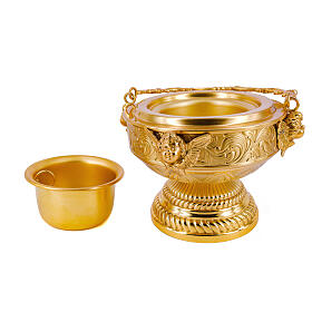 Gothic Holy Water pot, gold plated, d. 6 in
