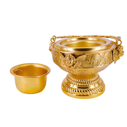 Gothic Holy Water pot, gold plated, d. 6 in 2