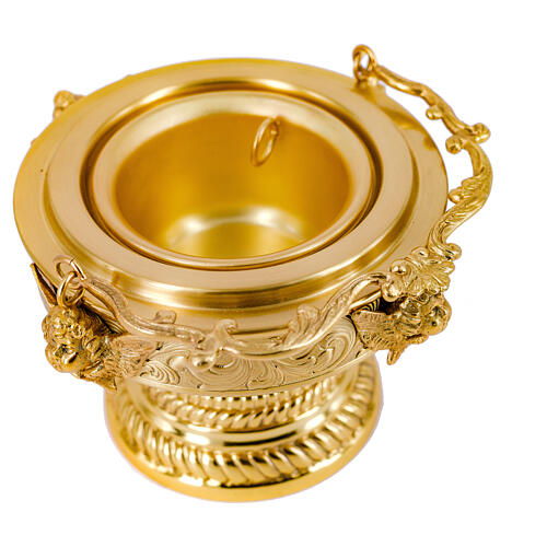 Gothic Holy Water pot, gold plated, d. 6 in 4