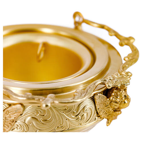 Gothic Holy Water pot, gold plated, d. 6 in 5