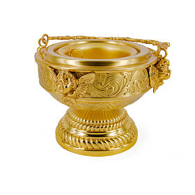 Caldeira gótica para Água Benta acabamento ouro d. 15 cm