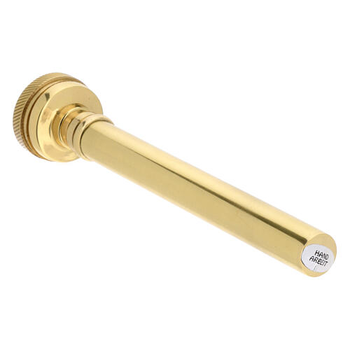 Holy water sprinkler of gold plated brass, 8 in 4