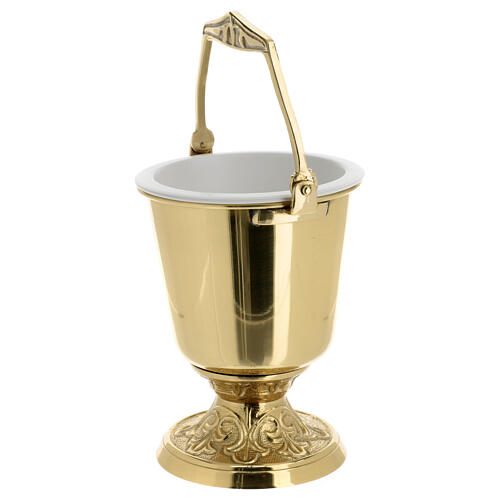 Holy water pot of gold plated brass, 5 in diameter, 10 in height 3