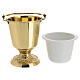 Holy water pot of gold plated brass, 5 in diameter, 10 in height s4