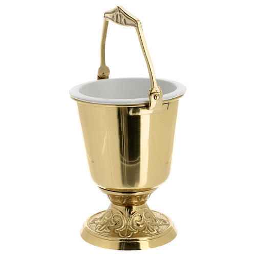 Holy water bucket diameter 12 cm golden brass 24 cm h 3