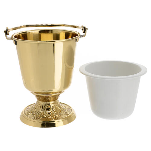 Holy water bucket diameter 12 cm golden brass 24 cm h 4