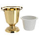 Holy water bucket diameter 12 cm golden brass 24 cm h s4