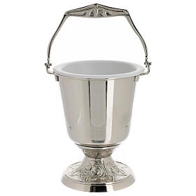 Holy water pot of silver-plated brass, 5 in diameter, 10 in height
