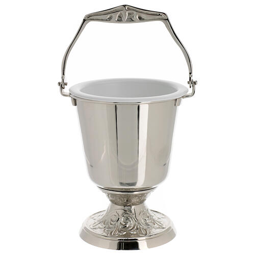Holy water pot of silver-plated brass, 5 in diameter, 10 in height 1