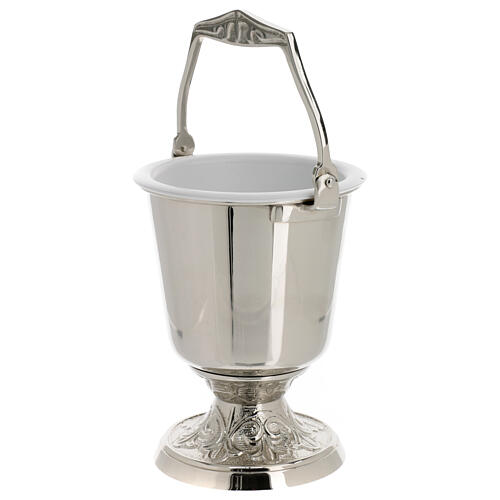 Holy water pot of silver-plated brass, 5 in diameter, 10 in height 3