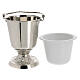 Holy water pot of silver-plated brass, 5 in diameter, 10 in height s4