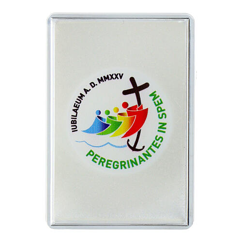 Caja para rosario rectangular logotipo oficial Jubileo 2025 con esponja 2x6 cm 1