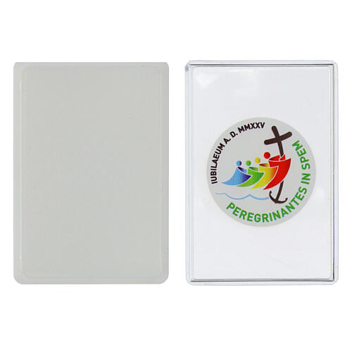 Caja para rosario rectangular logotipo oficial Jubileo 2025 con esponja 2x6 cm 4