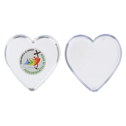 Boîte coeur logo Jubilé 2025 étui chapelet 4 mm 4