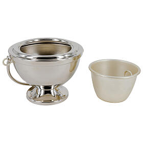 Smooth nickel-plated holy water bucket 12 cm
