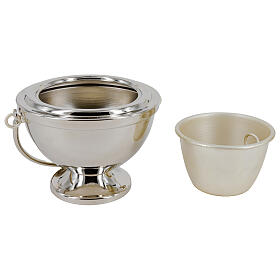 Holy water bucket with nickel-plated smooth finish 14 cm