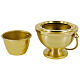 Satin-finished gold brass holy water bucket, 14 cm s2