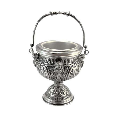 Aspersorium for holy water Baroque angels chiseled silver-plated, 15 cm 1