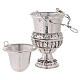 Bucket and aspersorium in hand chiselled silver brass s7