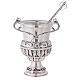 Holy Water Bucket and Aspersorium in hand chiselled silver brass s1