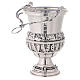 Holy Water Bucket and Aspersorium in hand chiselled silver brass s6