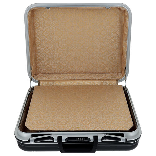 Briefcase for celebration with gold damask satin interior 4