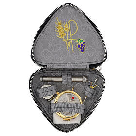 Viaticum set regenerated leather bag with gray satin lining