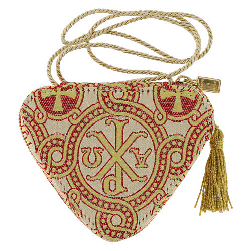 Pochette pour viatique en tissu brocart Alpha Oméga Chi-Rho 4