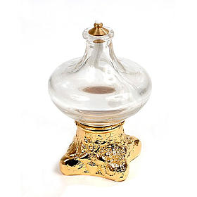 Glass lamp with golden brass base