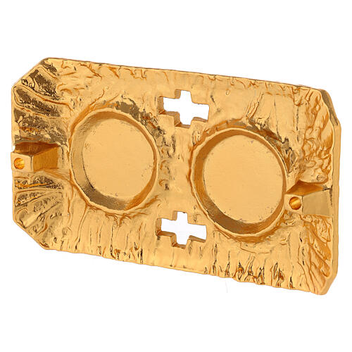 Gold plated brass cruet set and tray 4