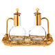 Gold plated brass cruet set and tray s1